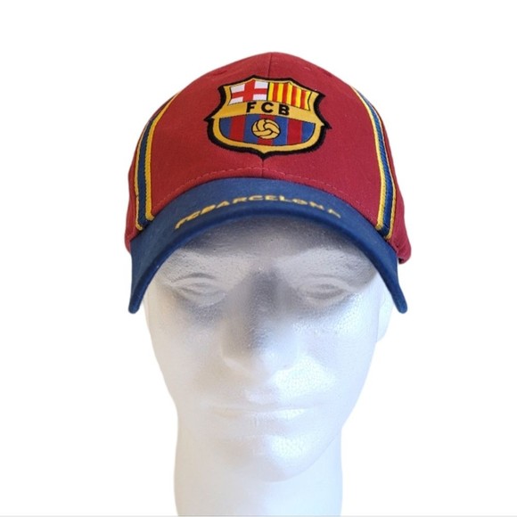 FCB Barcelona Soccer Baseball Cap Hat Cotton Red Blue Adjustable - Picture 1 of 9